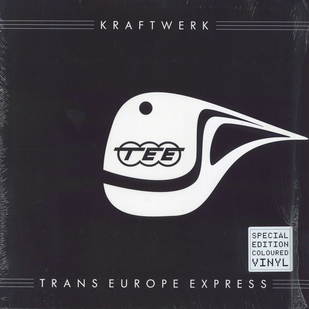 Kraftwerk Trans Europe Express - Clear Vinyl + English Hype Sticker + Shrink UK vinyl LP album (LP record) 5099996602010