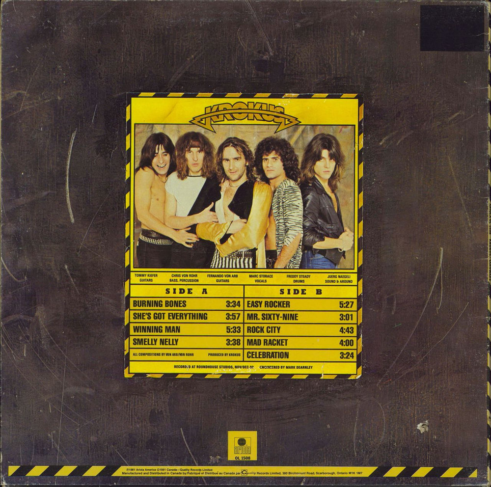 Krokus Hardware Canadian vinyl LP album (LP record)