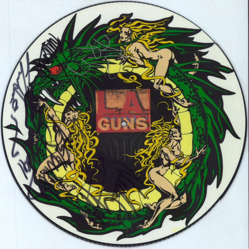 L.A. Guns Some Lie 4 Love - Fully Autographed UK 12" vinyl picture disc (12 inch picture record) LAG2PSO814221