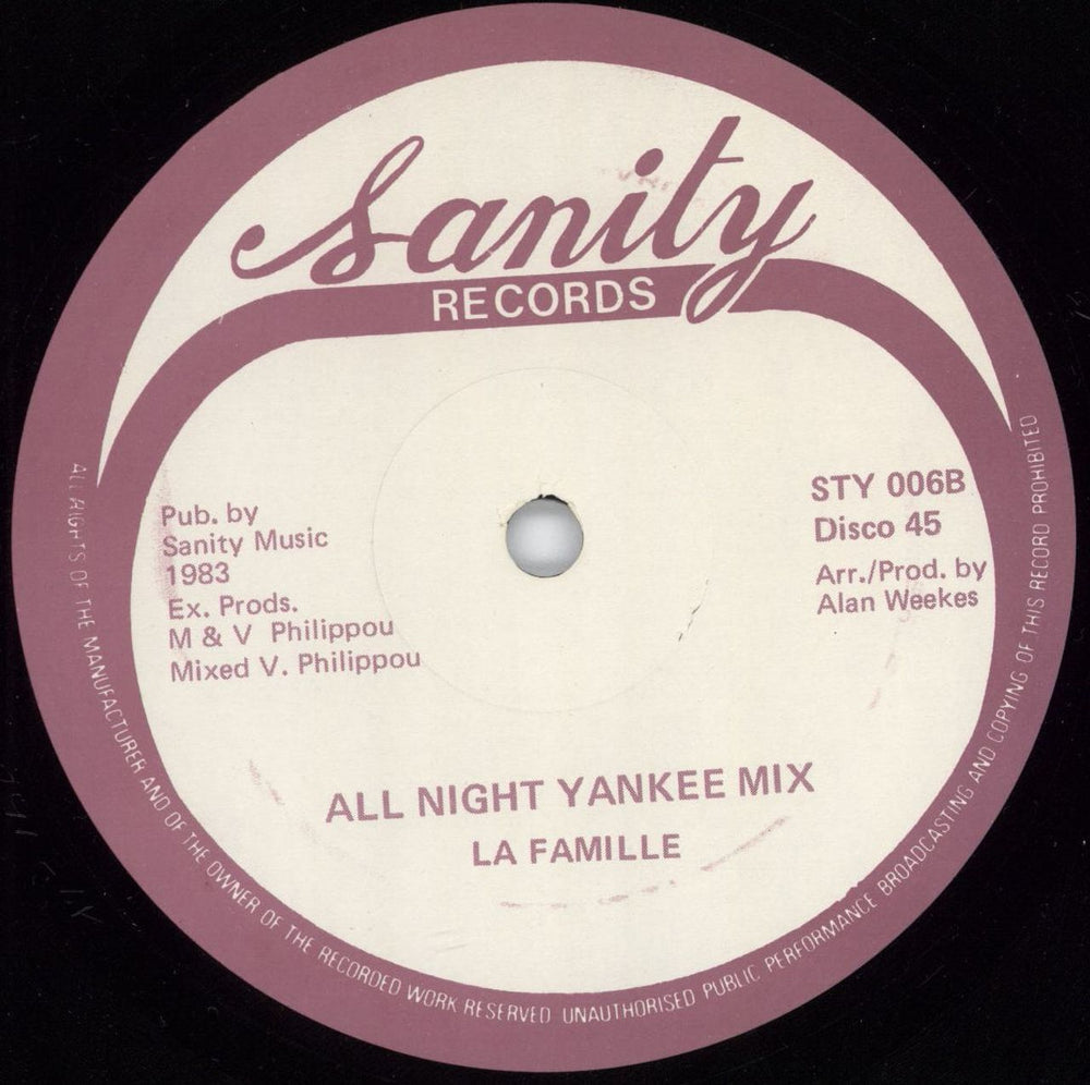 La Famille All Night Long UK 12" vinyl single (12 inch record / Maxi-single)