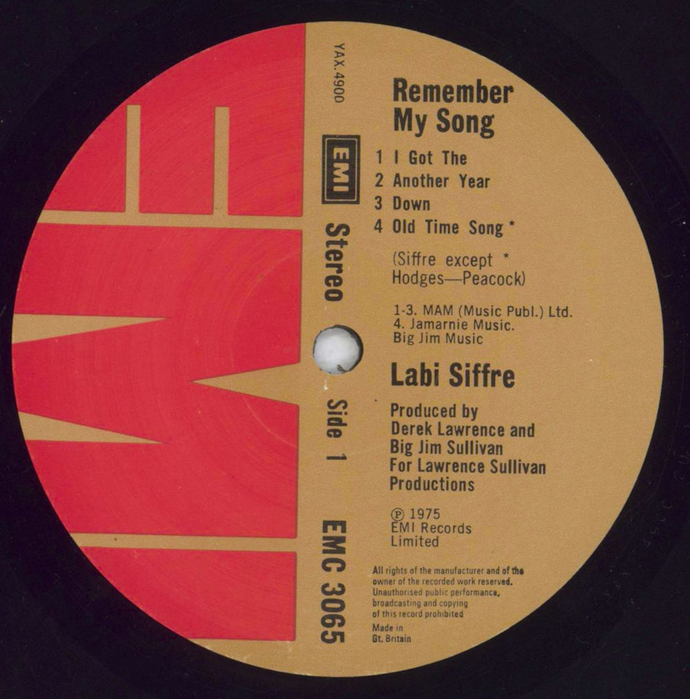 Labi Siffre Remember My Song UK vinyl LP album (LP record) SIFLPRE746614