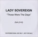 Lady Sovereign Those Were The Days UK Promo CD-R acetate CD-R ACETATE