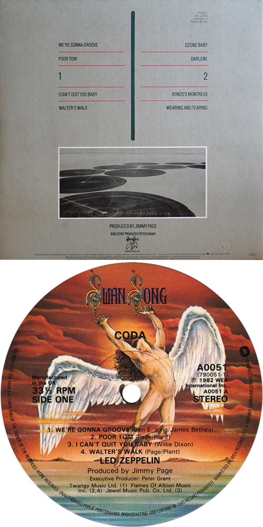 Led Zeppelin Coda - 1st - EX UK vinyl LP album (LP record) ZEPLPCO210273