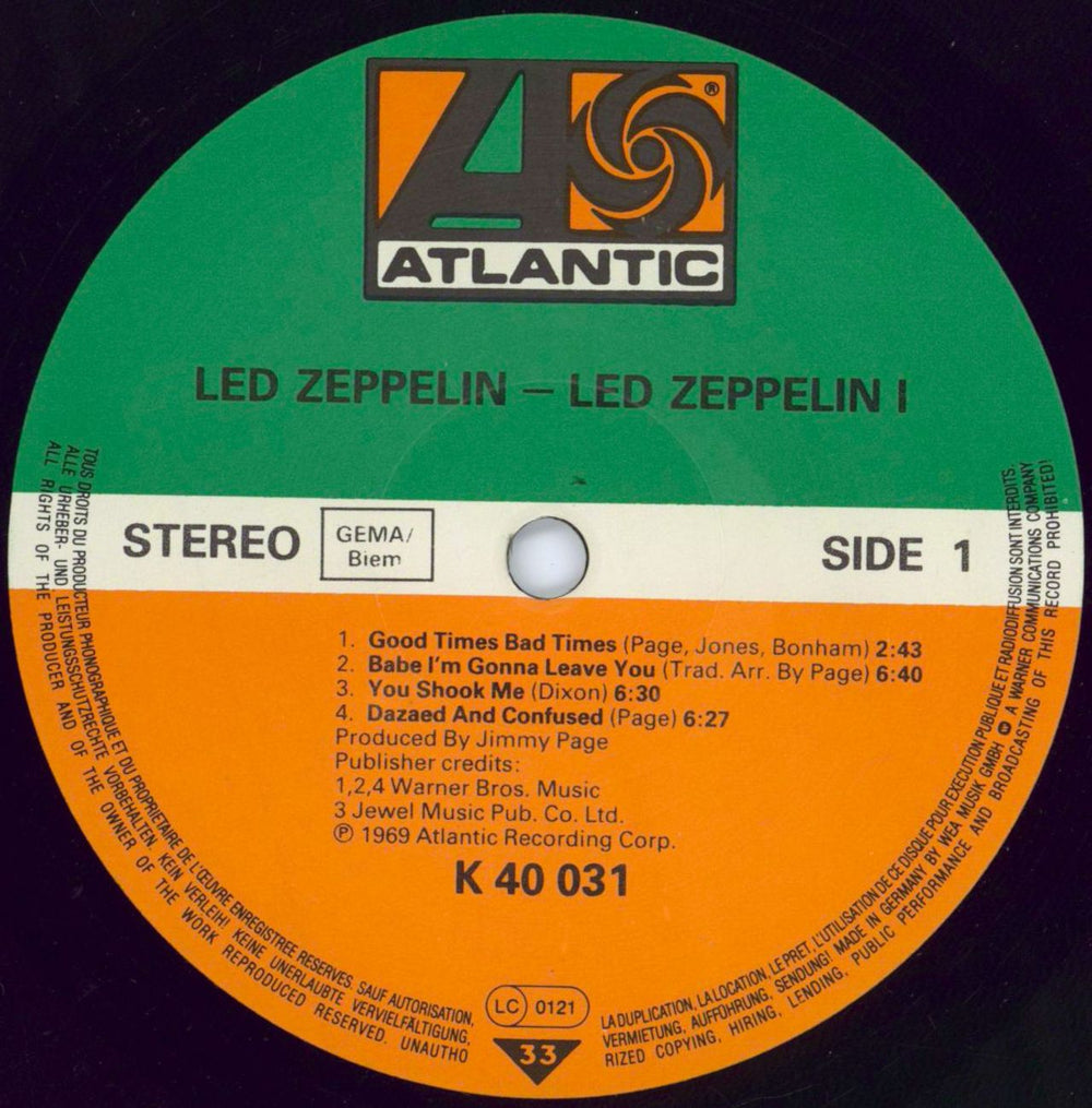 Led Zeppelin Led Zeppelin - Non barcoded - EX German vinyl LP album (LP record) ZEPLPLE674867
