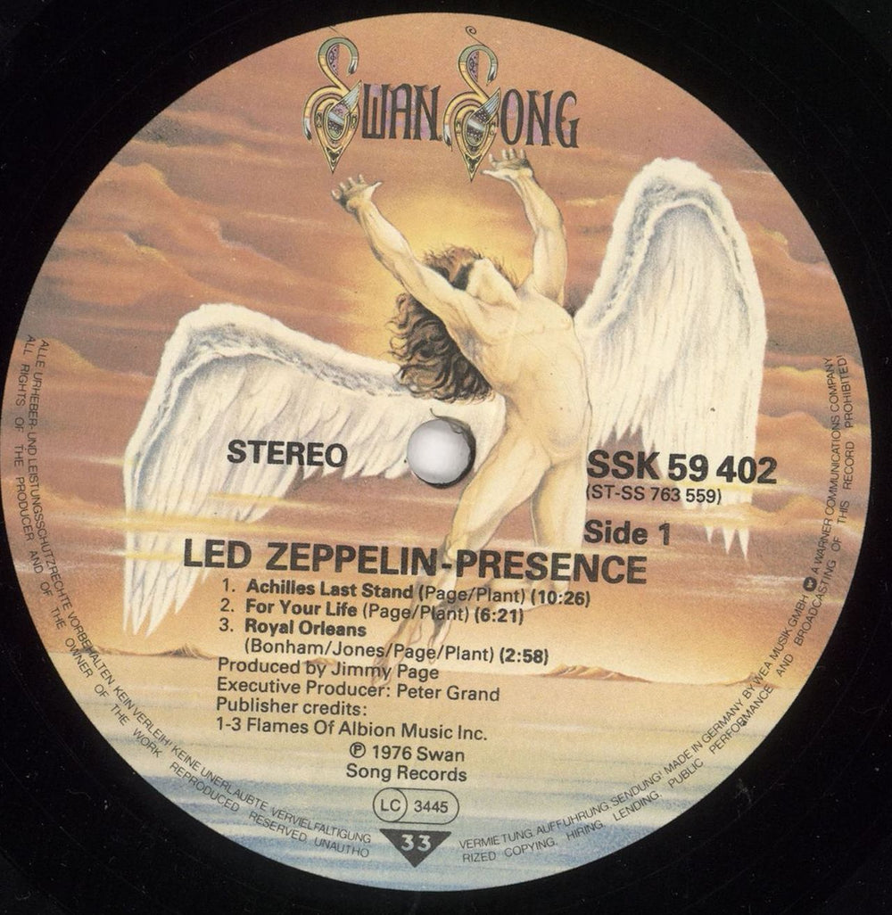 Led Zeppelin Presence German vinyl LP album (LP record) ZEPLPPR724529