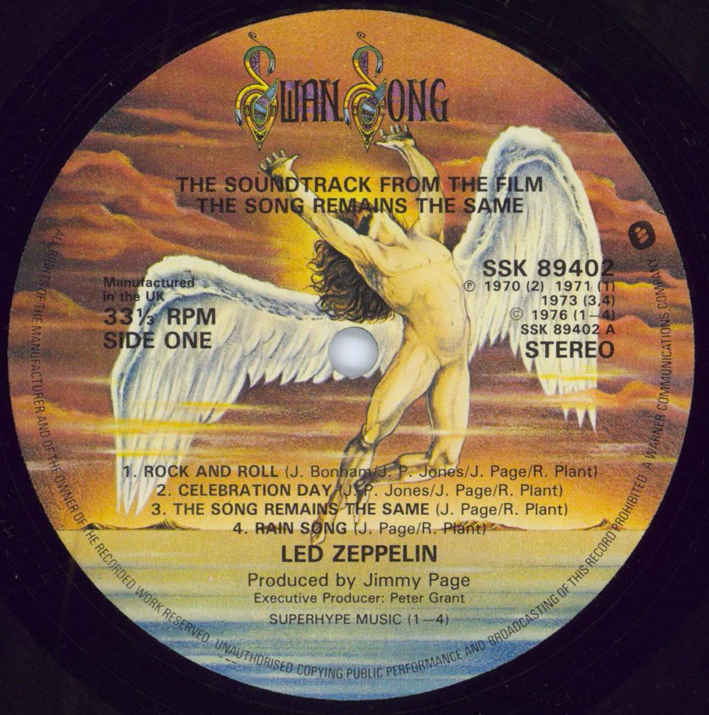 Led Zeppelin The Song Remains The Same - Transitional UK 2-LP vinyl record set (Double LP Album) ZEP2LTH780759