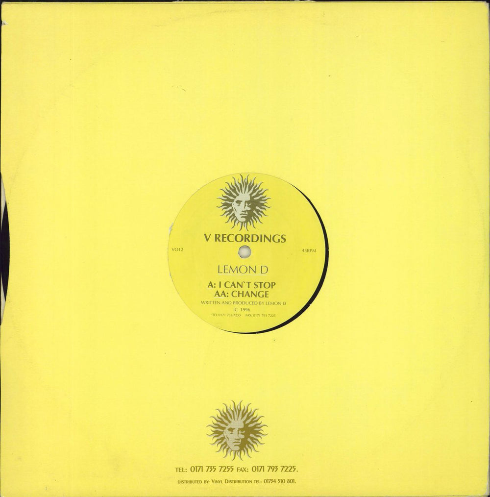 Lemon D I Can't Stop UK 12" vinyl single (12 inch record / Maxi-single)