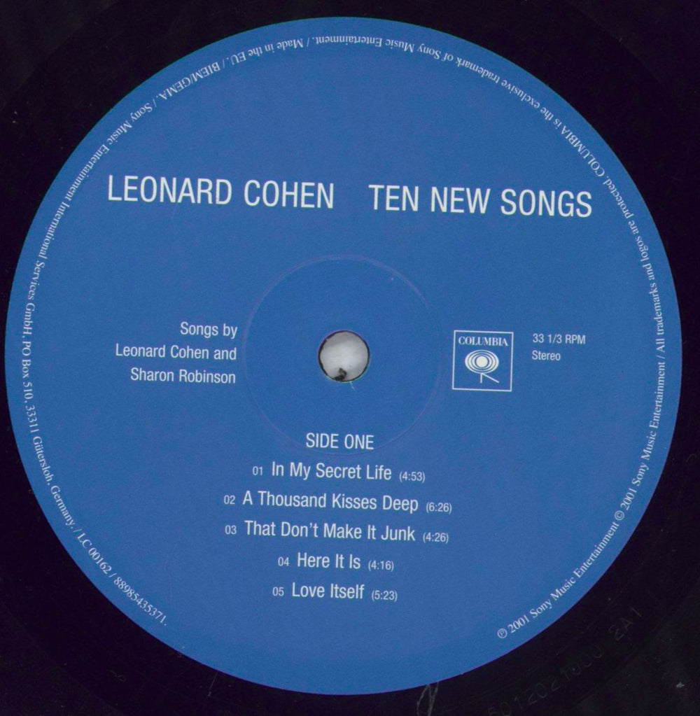 Leonard Cohen Ten New Songs - 180gm Vinyl UK vinyl LP album (LP record) COHLPTE827789