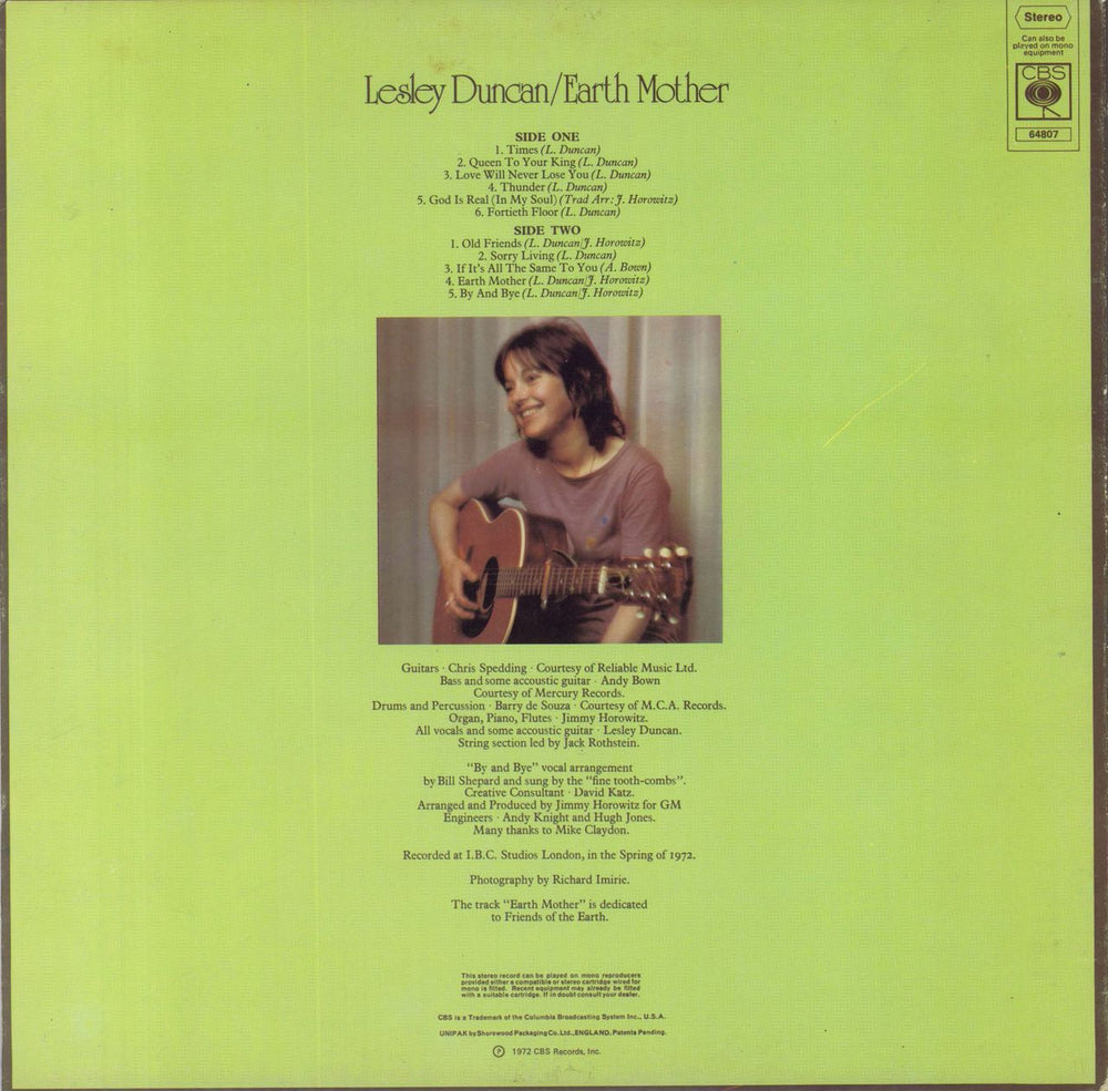 Lesley Duncan Earth Mother - VG UK vinyl LP album (LP record)