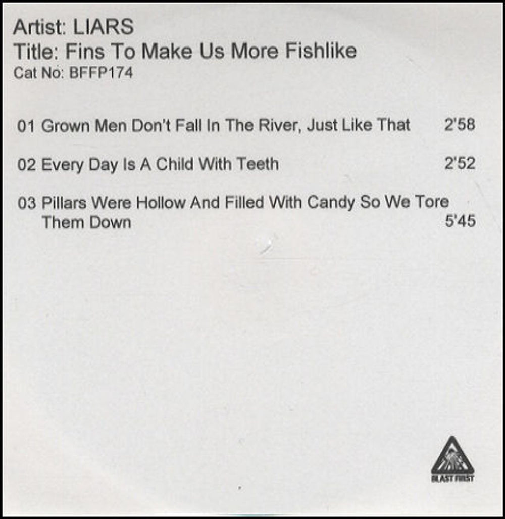 Liars Fins To Make Us More Fishlike UK Promo CD-R acetate CD-R ACETATE