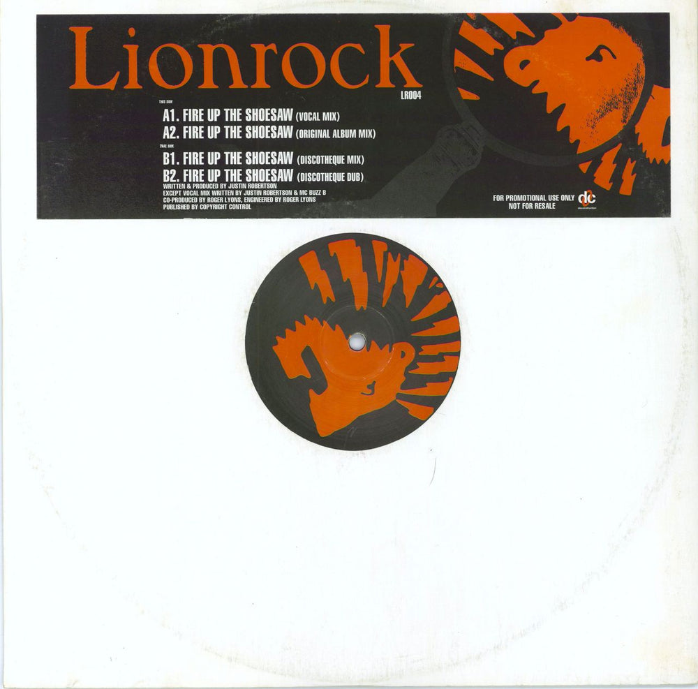 Lionrock Fire Up The Shoesaw - Promo UK Promo 12" vinyl single (12 inch record / Maxi-single) LR004