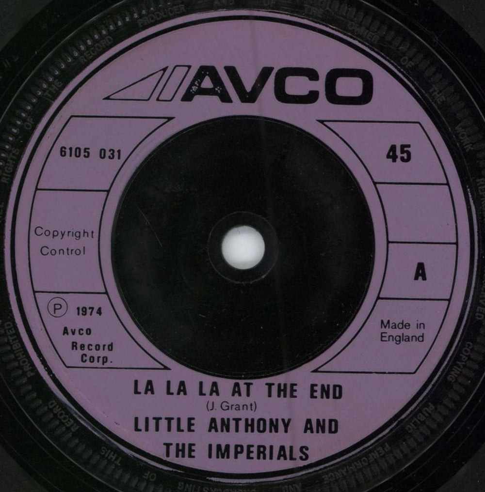 Little Anthony And The Imperials La La La At The End UK 7" vinyl single (7 inch record / 45) 6105031