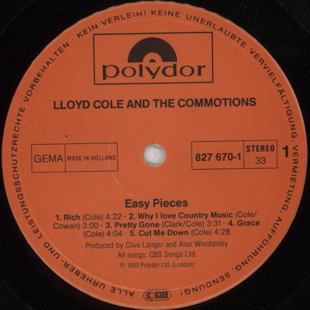 Lloyd Cole Easy Pieces - VG German vinyl LP album (LP record) LLOLPEA825065