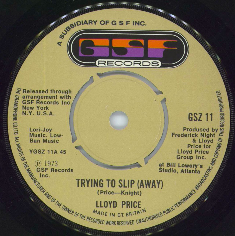 Lloyd Price Trying To Slip (Away) UK 7" vinyl single (7 inch record / 45) GSZ11