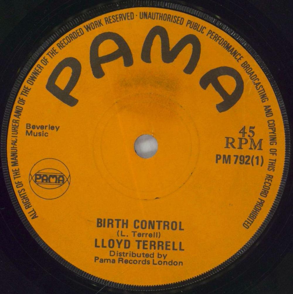 Lloyd Terrell Birth Control UK 7" vinyl single (7 inch record / 45) PM792