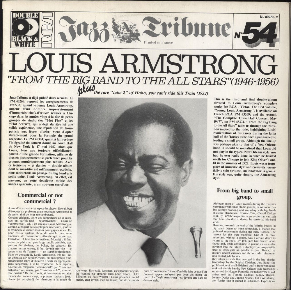 Louis Armstrong From The Big Band To The All Stars (1946-1956) French 2-LP vinyl record set (Double LP Album) NL89279(2)