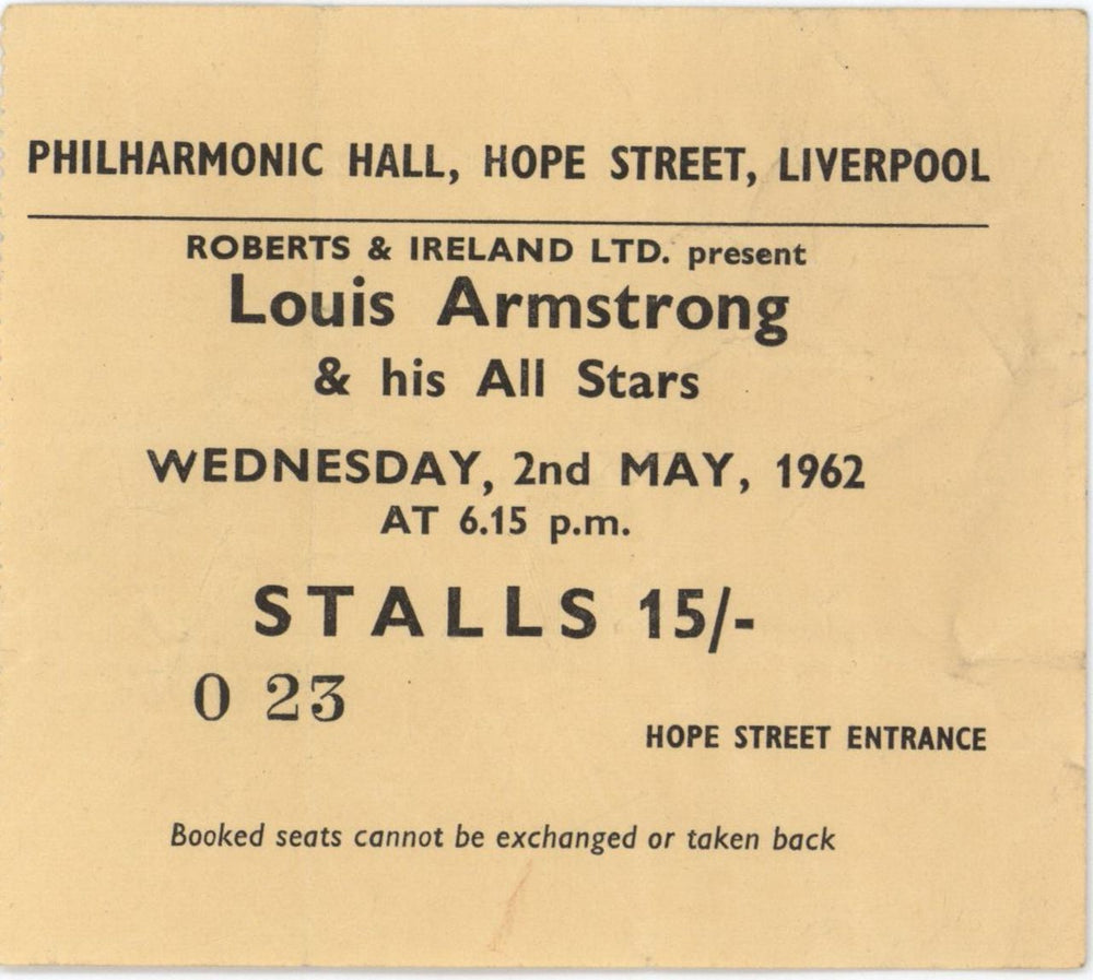 Louis Armstrong Satchmo - Third British Tour April-May 1962 + ticket stub UK tour programme LOATRSA787171