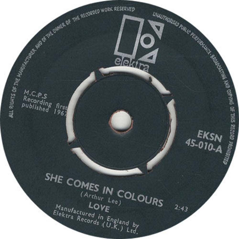 Love She Comes In Colours UK 7" vinyl single (7 inch record / 45) EKSN45-010