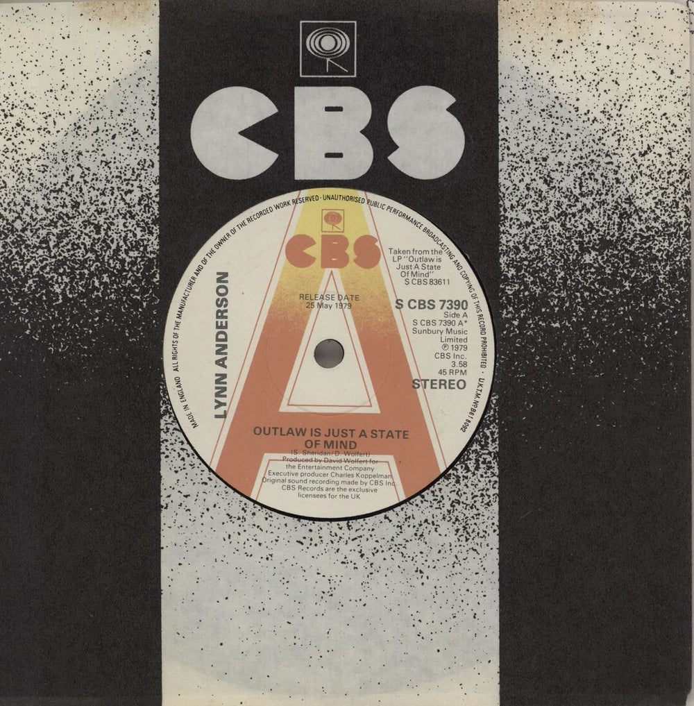 Lynn Anderson Outlaw Is Just A State Of Mind - A Label UK Promo 7" vinyl single (7 inch record / 45) SCBS7390