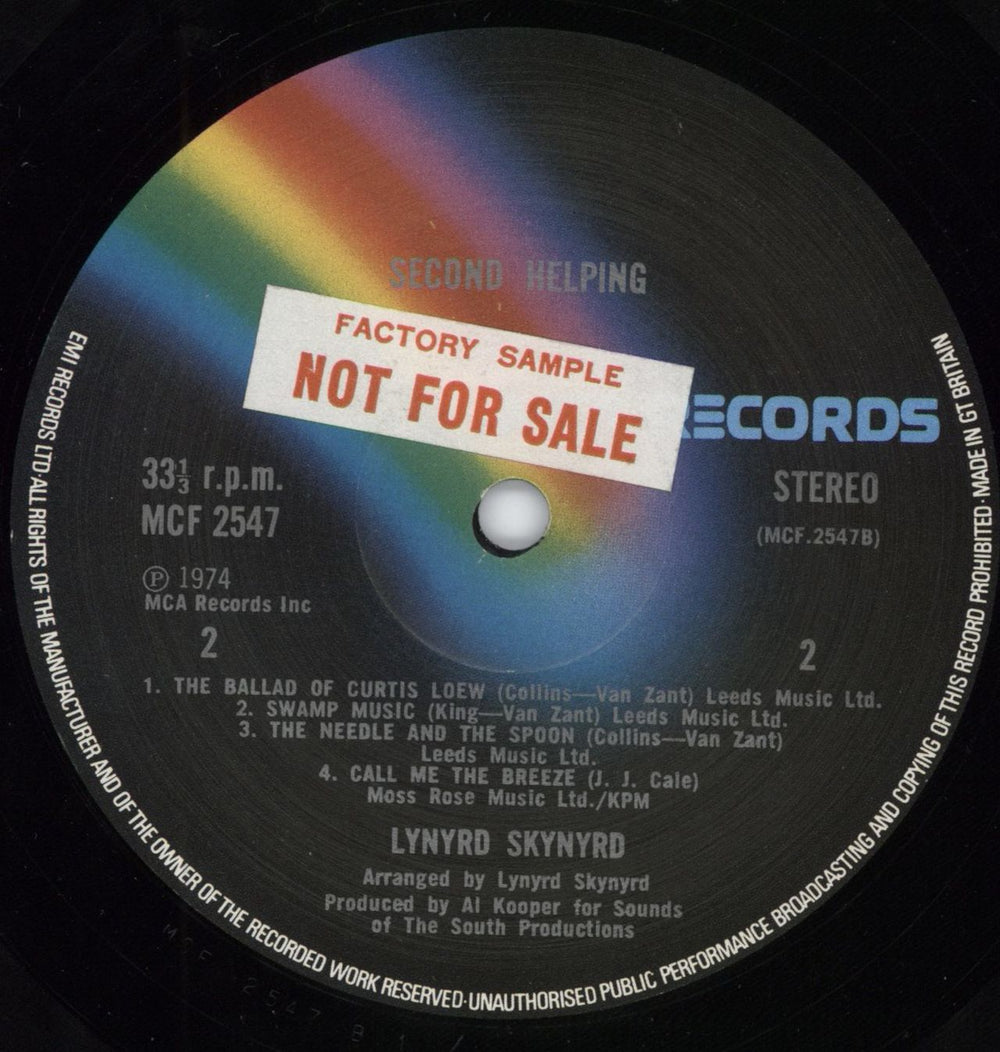 Lynyrd Skynyrd Second Helping - Factory Sample UK vinyl LP album (LP record) LRDLPSE77552