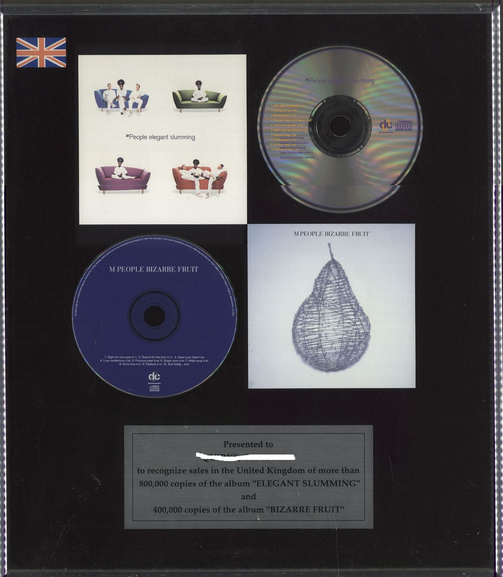 M-People Elegant Slumming/Bizarre Fruit UK Promo in-house award disc PLATINUM AWARD