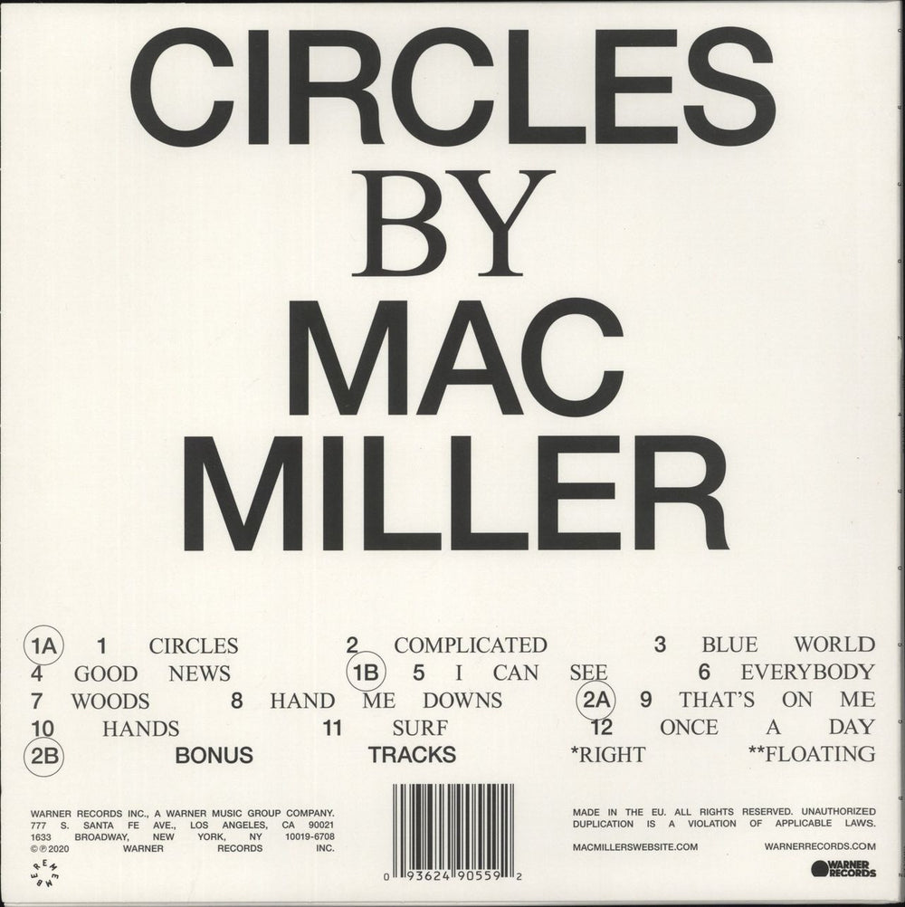 Mac Miller Circles UK 2-LP vinyl record set (Double LP Album) 093624905592
