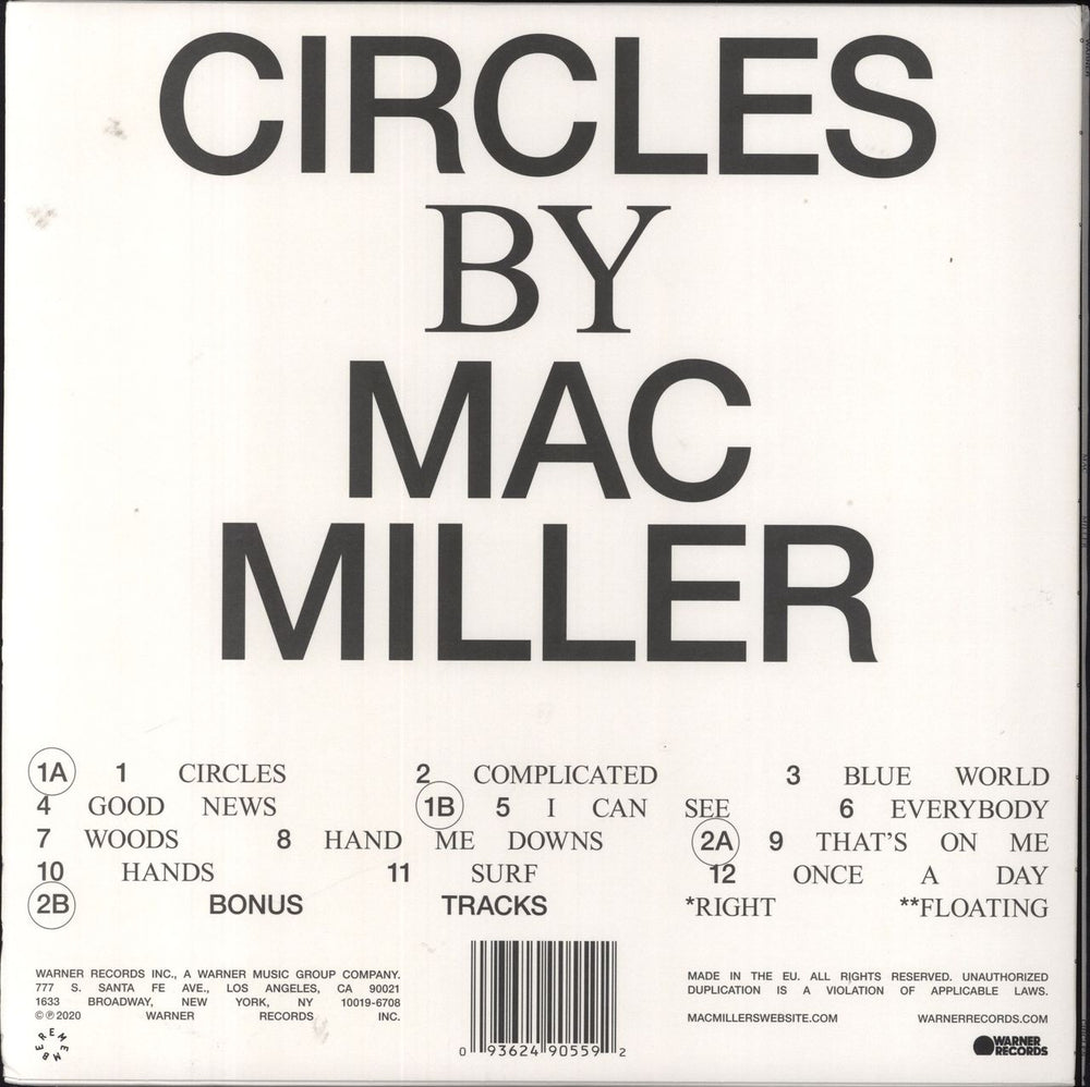 Mac Miller Circles UK 2-LP vinyl record set (Double LP Album) 1TM2LCI826734