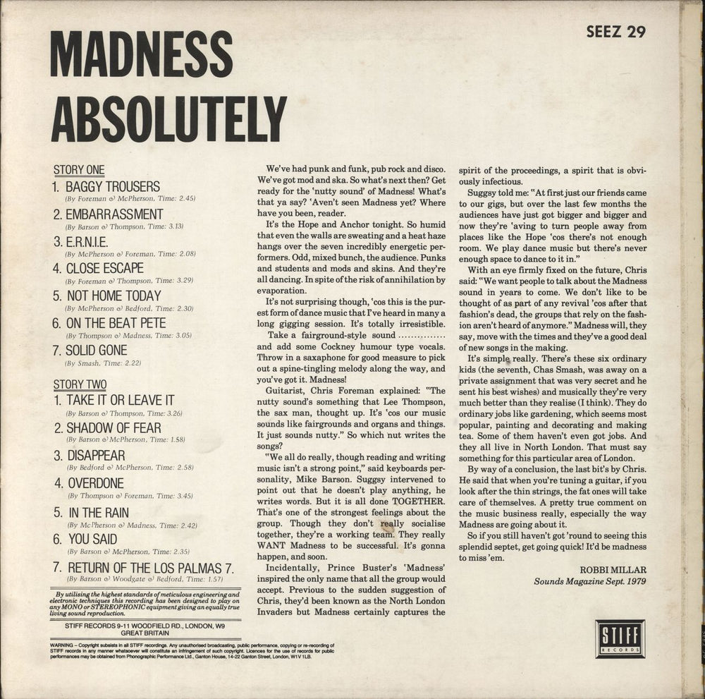 Madness Absolutely + Inner - 1st - EX UK vinyl LP album (LP record)