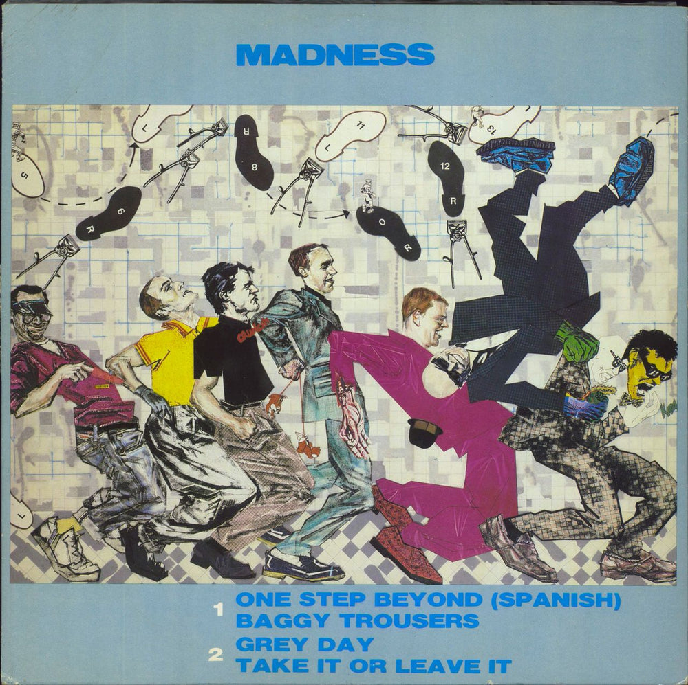 Madness Grey Day / One Step Beyond (Spanish) - Yellow UK 12" vinyl single (12 inch record / Maxi-single) BUYIT112