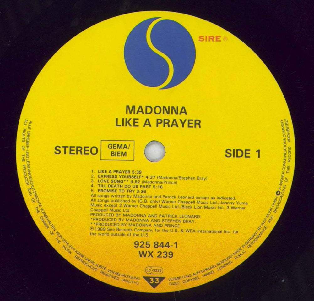 Madonna Like A Prayer - Scented Inner + Promotional Sticker UK Promo vinyl LP album (LP record) MADLPLI827672