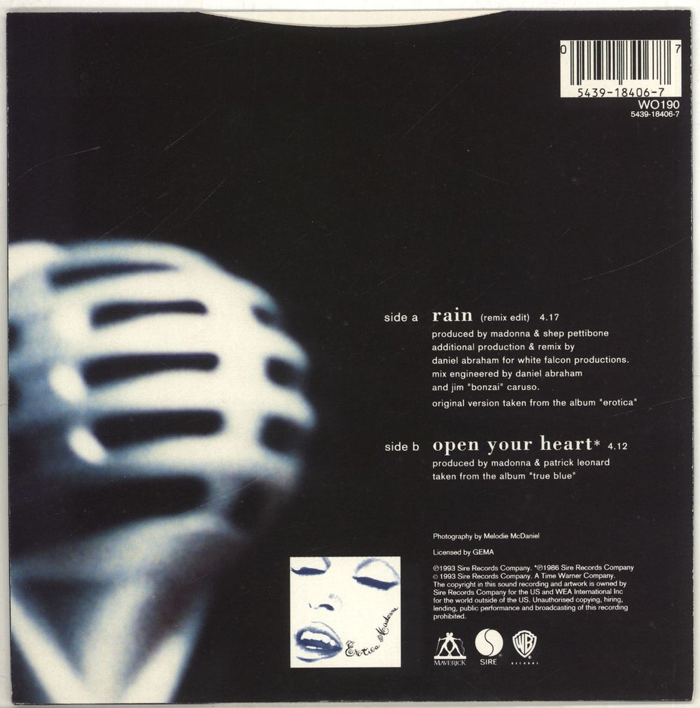 Madonna Rain - Solid UK 7" vinyl single (7 inch record / 45) MAD07RA565726