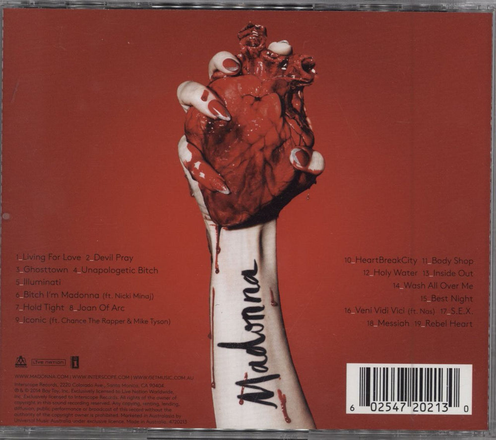 Madonna Rebel Heart Australian CD album (CDLP) 602547202130