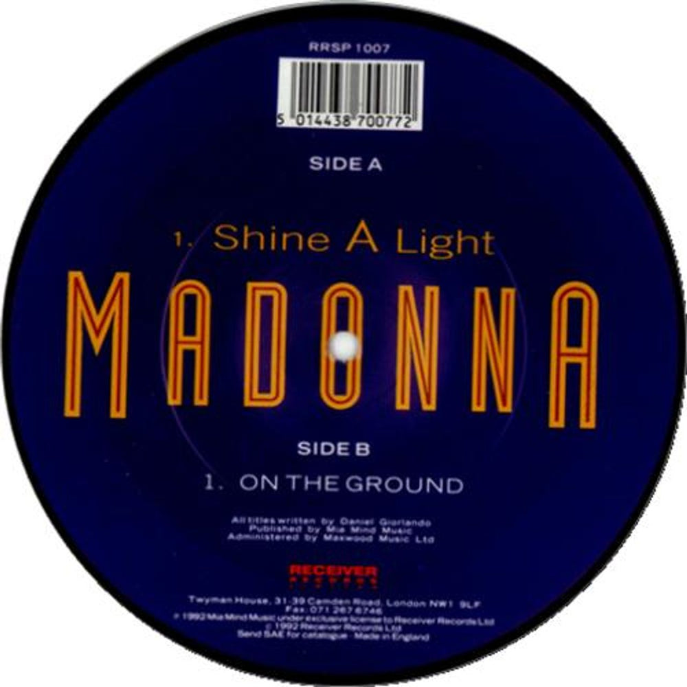 Madonna Shine A Light UK 7" vinyl picture disc (7 inch picture disc single) MAD7PSH11991