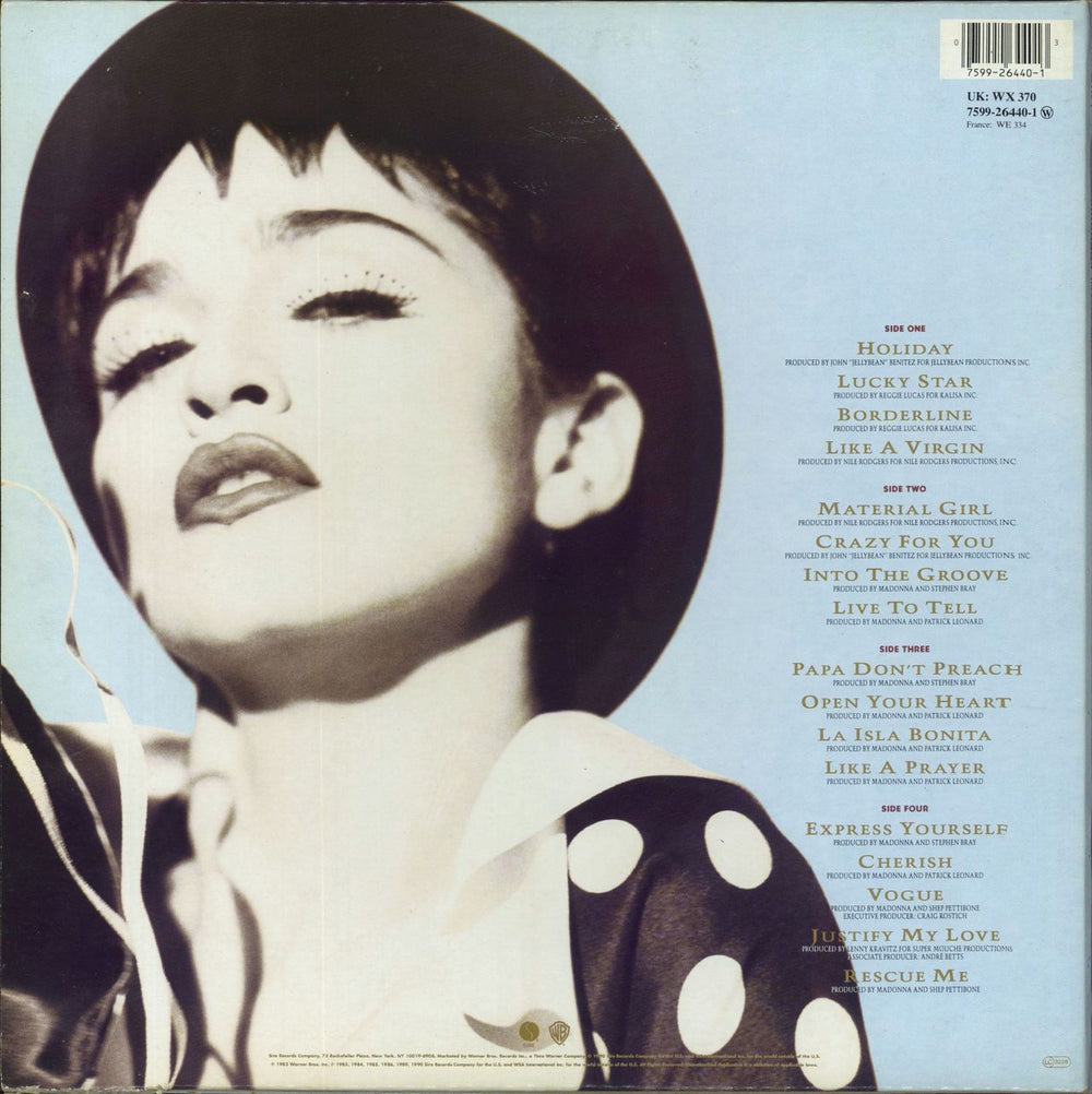 Madonna The Immaculate Collection - UK labels - VG UK 2-LP vinyl record set (Double LP Album) 075992644013