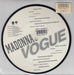 Madonna Vogue - Barcode stickered sleeve UK 7" vinyl picture disc (7 inch picture disc single) MAD7PVO05355