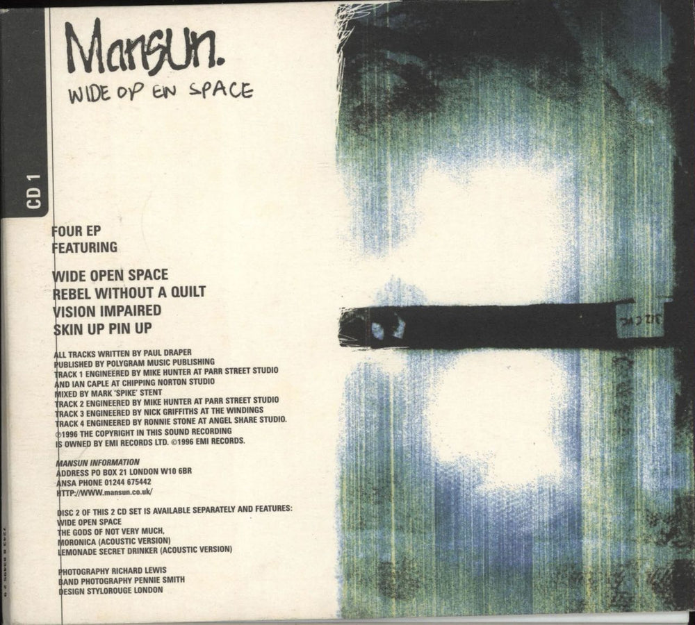 Mansun Wide Open Space - sleeve Ex UK 2-CD single set (Double CD single) CDR/S6453