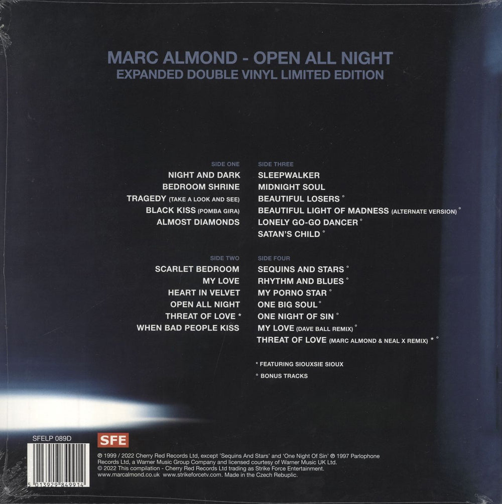 Marc Almond Open All Night - Blue Midnight Vinyl UK 2-LP vinyl record set (Double LP Album) 5013929849914