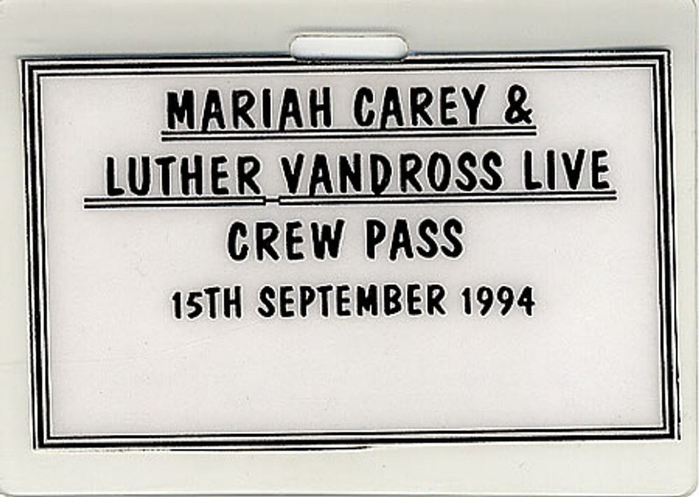 Mariah Carey Crew Pass UK tour pass CREW PASS