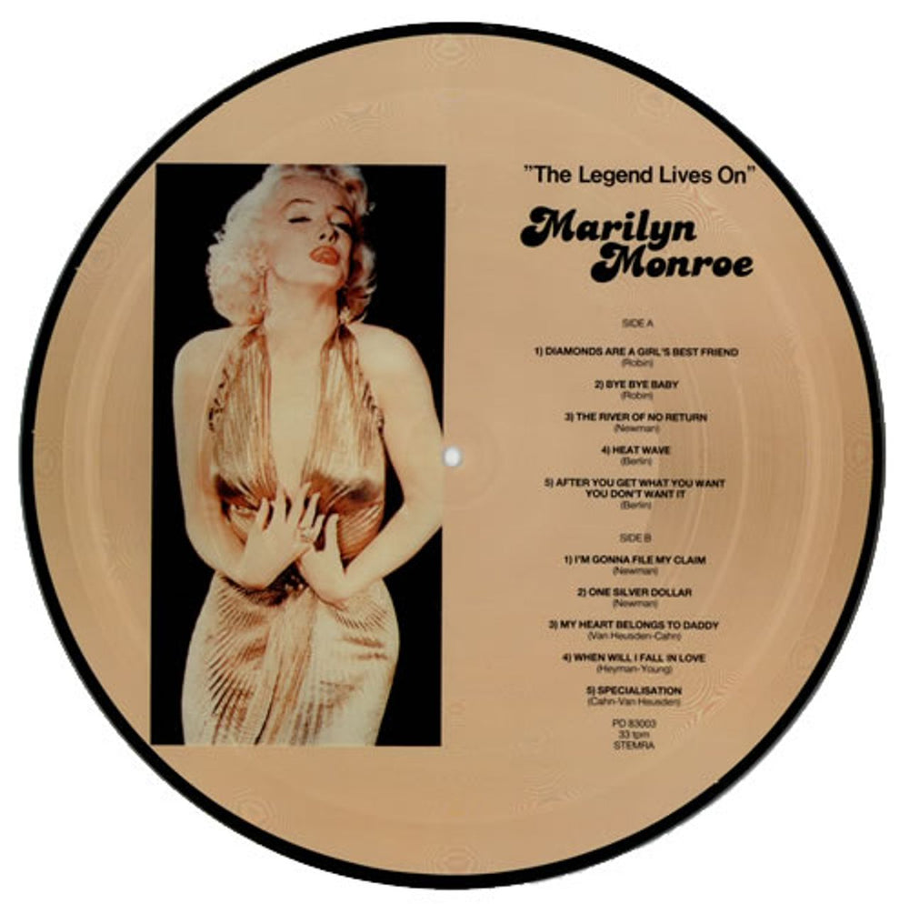 Marilyn Monroe The Legend Lives On Dutch picture disc LP (vinyl picture disc album) MLNPDTH471443