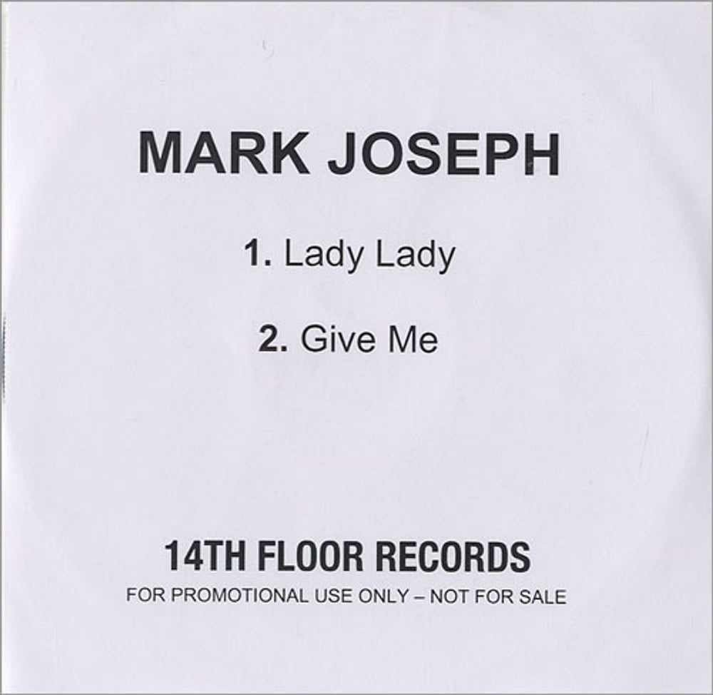 Mark Joseph Lady Lady UK Promo CD-R acetate CDR ACETATE