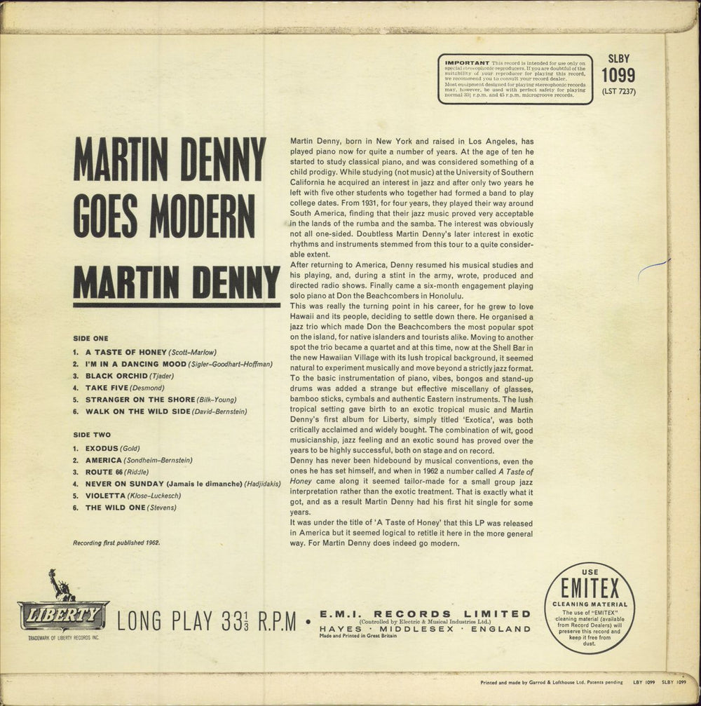 Martin Denny Martin Denny Goes Modern UK vinyl LP album (LP record)