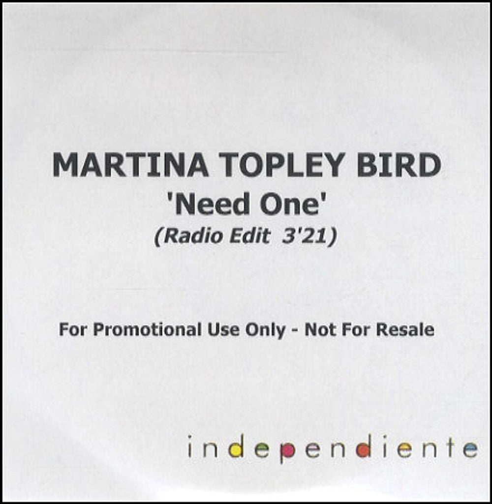 Martina Topley Bird Need One UK Promo CD-R acetate CD-R ACETATE