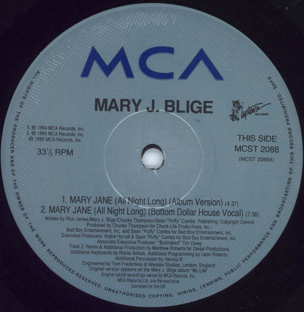 Mary J Blige Mary Jane (All Night Long) UK 12" vinyl single (12 inch record / Maxi-single) MJB12MA805674