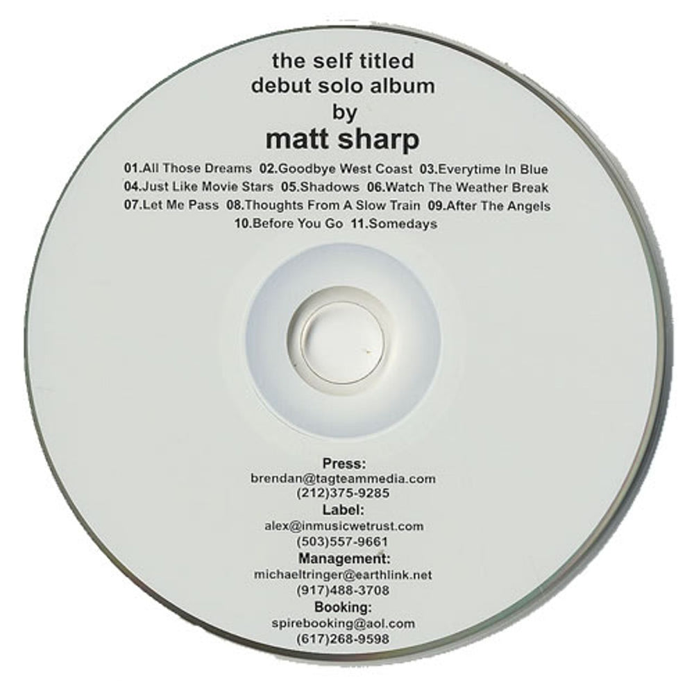 Matt Sharp Matt Sharp US Promo CD album (CDLP) 380297