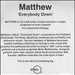 Matthew Everybody Down UK Promo CD-R acetate CD-R ACETATE