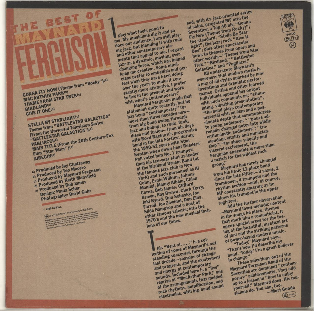 Maynard Ferguson The Best Of Maynard Ferguson UK vinyl LP album (LP record)