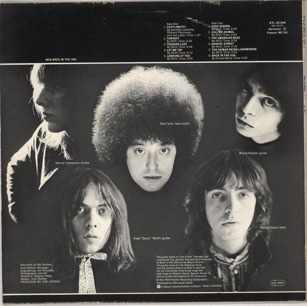 MC5 Back In The USA German vinyl LP album (LP record)