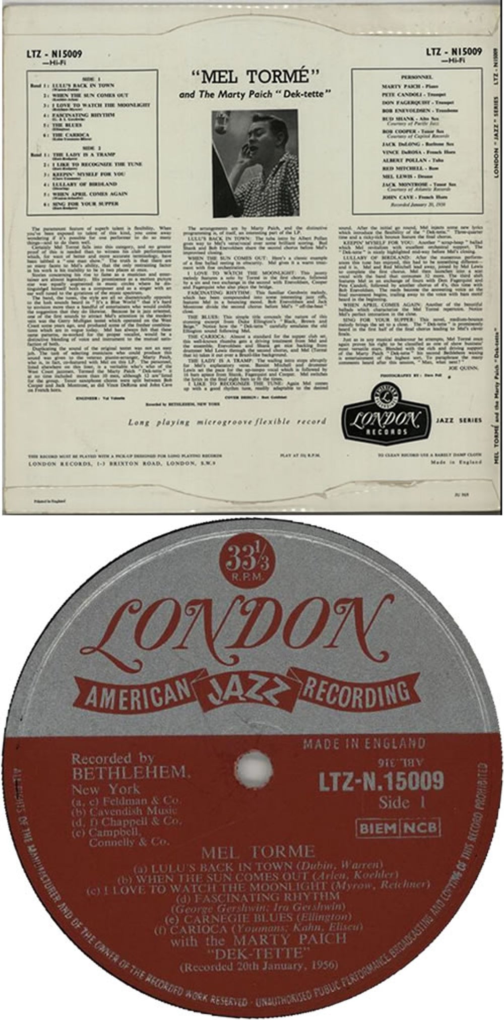 Mel Tormé With The Marty Paich Dek-Tette UK vinyl LP album (LP record) MT4LPWI362785