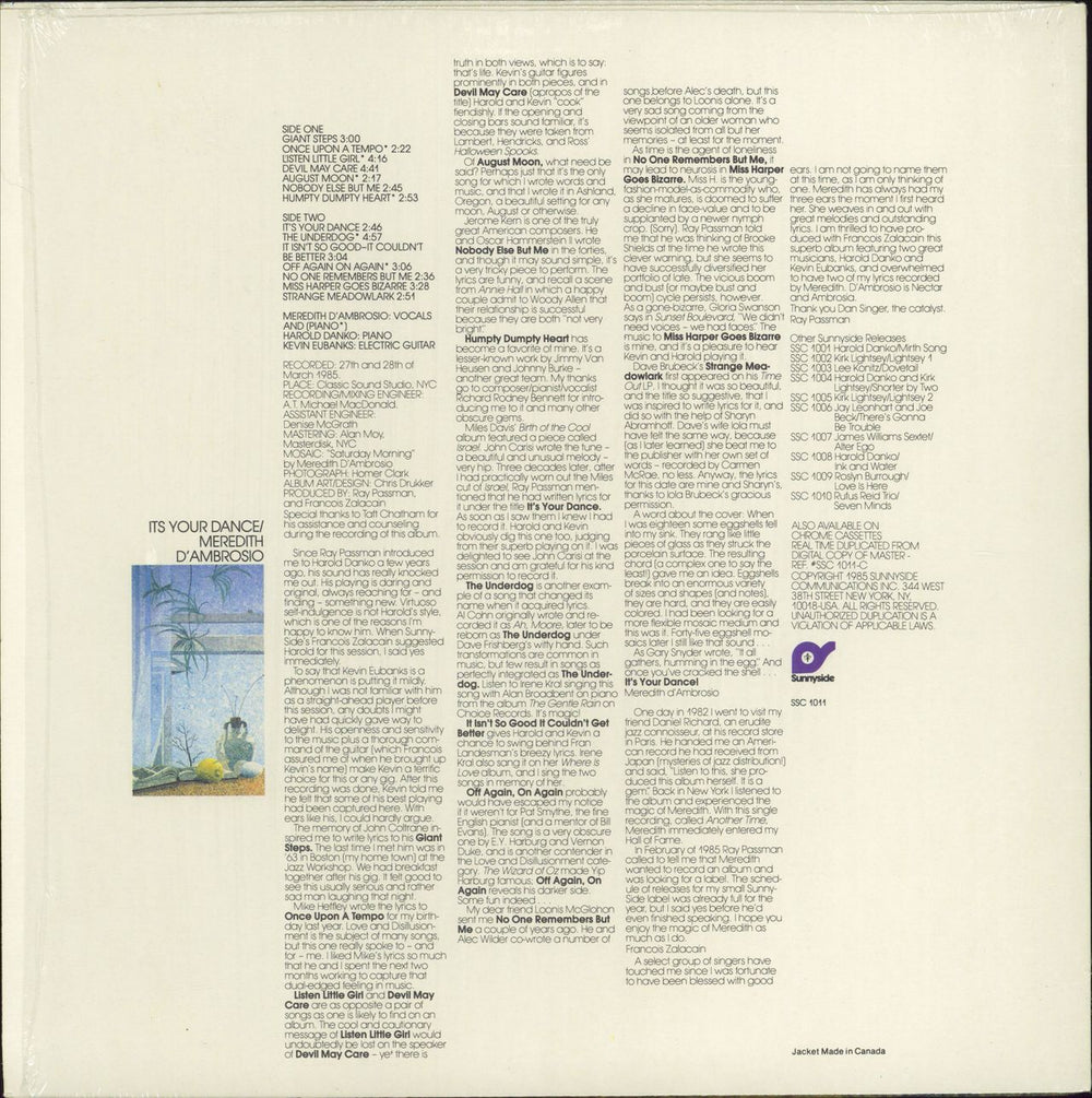 Meredith D'Ambrosio It's Your Dance US vinyl LP album (LP record)