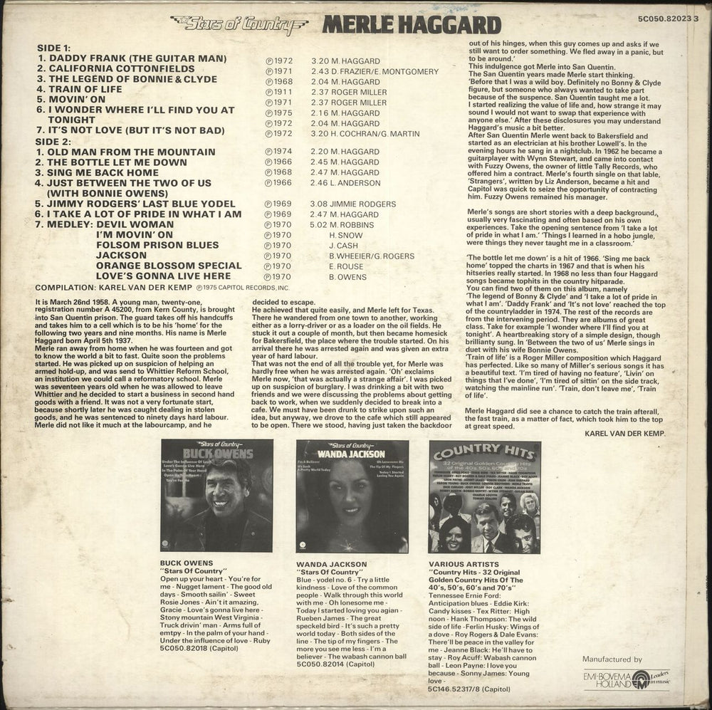 Merle Haggard Stars Of Country Dutch vinyl LP album (LP record)